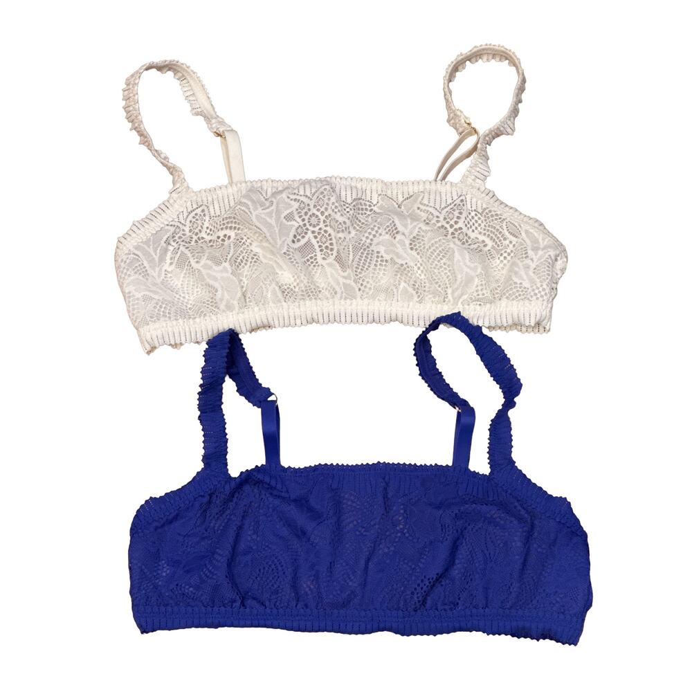 NWOT Aerie lace Bralette bras bundle 2 Small White Blue adjustable sleep comfort